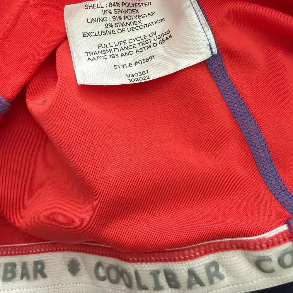 Coolibar Sandshark Long Sleeve Surf Shirt Rashguard Top Red Blue